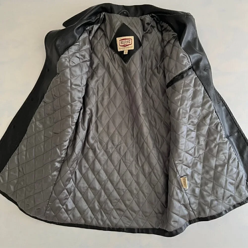 BC Ethic Faux Distressed Long Leather Jacket - Picture 7 of 9